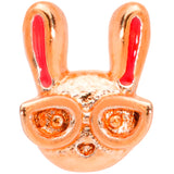 20G 5/16 Pink Rose Gold Tone Nerdy Easter Bunny L Shaped Nose Ring