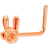 22G 5/16 Pink Rose Gold Tone Nerdy Easter Bunny L Shaped Nose Ring
