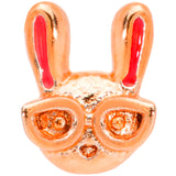 22G 5/16 Pink Rose Gold Tone Nerdy Easter Bunny L Shaped Nose Ring