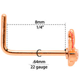 22G 5/16 Pink Rose Gold Tone Nerdy Easter Bunny L Shaped Nose Ring