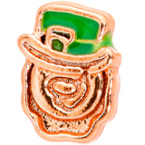 18G 5/16 Green Rose Gold Tone Lucky Leprechaun L Shaped Nose Ring