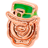 20G 5/16 Green Rose Gold Tone Lucky Leprechaun L Shaped Nose Ring
