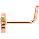 20G 5/16 Green Rose Gold Tone Lucky Leprechaun L Shaped Nose Ring