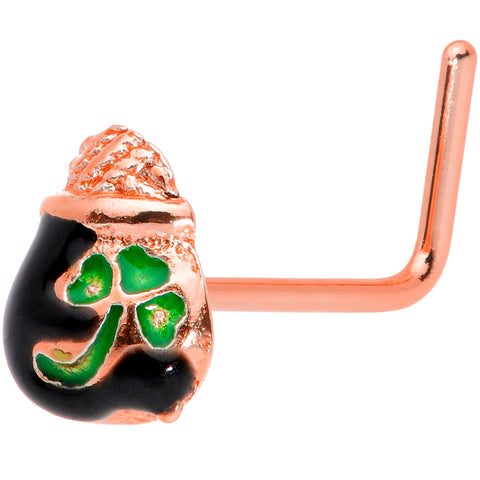 22G 5/16 Rose Gold Tone Pot O Gold L Shaped Nose Ring