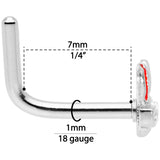 18G 5/16 Pink Ears Nerdy Easter Bunny L Shaped Nose Ring