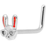 20G 5/16 Pink Ears Nerdy Easter Bunny L Shaped Nose Ring