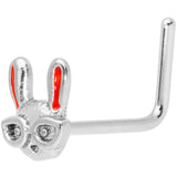 22G 5/16 Pink Ears Nerdy Easter Bunny L Shaped Nose Ring