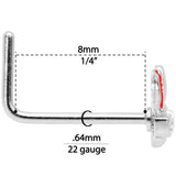 22G 5/16 Pink Ears Nerdy Easter Bunny L Shaped Nose Ring