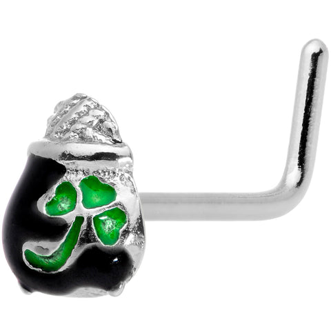 20G 5/16 St Patricks Day Pot O Gold L Shaped Nose Ring