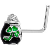 22G 5/16 St Patricks Day Pot O Gold L Shaped Nose Ring