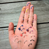 Blue White Polka Dot UV Reactive Acrylic Ball Belly Ring