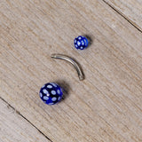 Blue White Polka Dot UV Reactive Acrylic Ball Belly Ring