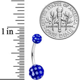 Blue White Polka Dot UV Reactive Acrylic Ball Belly Ring