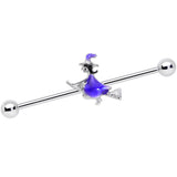 14G Blue Spooky Halloween Witch Industrial Barbell 38mm