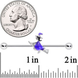 14G Blue Spooky Halloween Witch Industrial Barbell 38mm