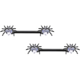 14G 5/8 Clear Gem Black Sexy Heart Spider Barbell Nipple Ring Set