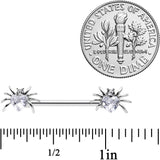 14G 5/8 Clear Gem Sexy Heart Spider Barbell Nipple Ring Set