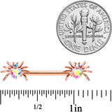 14G 5/8 Aurora Gem Rosy Sexy Heart Spider Barbell Nipple Ring Set