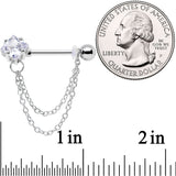 14G 5/8 Clear Gem Elegant Chain Dangle Barbell Nipple Ring Set