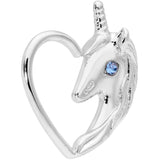 18G 5/16 Blue Gem Unicorn Left Heart Closure Ring