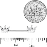 14G 9/16 Clear Gem Crown of Love Barbell Nipple Ring Set