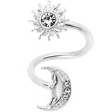 14G 7/16 Clear Gem Moon Spiral Twister Belly Ring