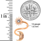 14G 7/16 Clear Gem Rose Gold Tone Moon Spiral Twister Belly Ring