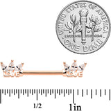 14G 9/16 Clear Gem Rose Gold Tone Love Barbell Nipple Ring Set