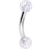 14G 5/16 Clear Speckled Acrylic End Curved Eyebrow Ring