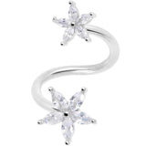 14G 1/2 Clear Gem Star Flower Spiral Twister Belly Ring