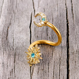 14G 3/8 Clear Blue Gem Gold Tone Moon Star Spiral Twister Belly Ring