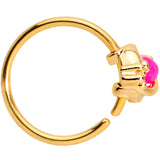 20G 5/16 Clear CZ Gem Pink Faux Opal Gold Tone Planet Nose Hoop