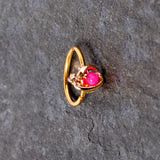 20G 5/16 Clear CZ Gem Pink Faux Opal Gold Tone Planet Nose Hoop