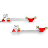 14G 5/8 Red Itty Bitty Bikini Barbell Nipple Ring Set
