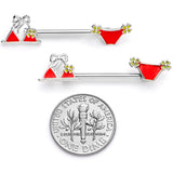 14G 5/8 Red Itty Bitty Bikini Barbell Nipple Ring Set