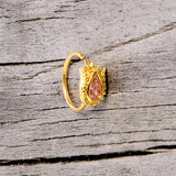 20G 5/16 Pink Gem Gold Tone Tulip Flower Nose Hoop