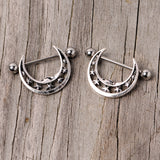 14G 7/8 Starry Crescent Moon Nipple Shield Set