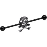 14G Black Skull and Crossbones Halloween Industrial Barbell 38mm