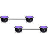 14G 11/16 Purple Cauldron Halloween Barbell Nipple Ring Set