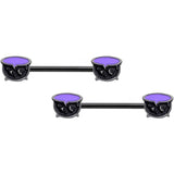14G 11/16 Black Purple Cauldron Halloween Barbell Nipple Ring Set