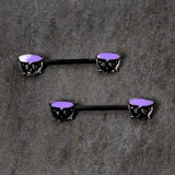 14G 11/16 Black Purple Cauldron Halloween Barbell Nipple Ring Set