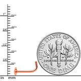 18G 5/16 Rose Gold Tone Tiny Teddy Bear L Shaped Nose Ring