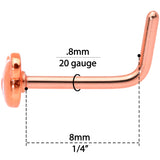 20G 5/16 Rose Gold Tone Tiny Teddy Bear L Shaped Nose Ring