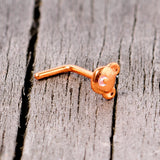 20G 5/16 Rose Gold Tone Tiny Teddy Bear L Shaped Nose Ring