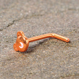 20G 5/16 Rose Gold Tone Tiny Teddy Bear L Shaped Nose Ring