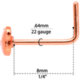 22G 5/16 Rose Gold Tone Tiny Teddy Bear L Shaped Nose Ring