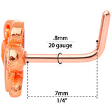 20G 1/4 Pink Orange Rose Gold Tone Butterfly L Shaped Nose Ring