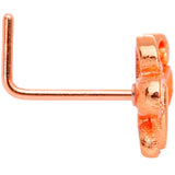 22G 1/4 Pink Orange Rose Gold Tone Butterfly L Shaped Nose Ring