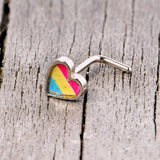 20G 5/16 Red Yellow Blue Pansexual Pride Heart L Shaped Nose Ring
