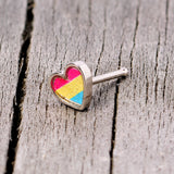 20G 5/16 Red Yellow Blue Pansexual Pride Heart Nose Bone
